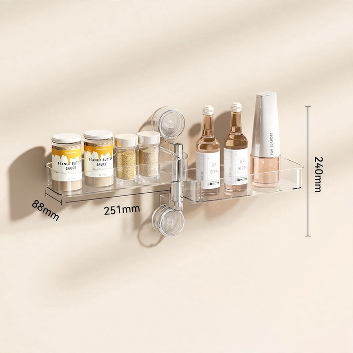 Rotating suction cup spice rack, wall mounted