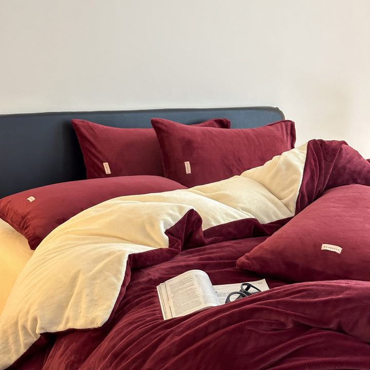 Milk fiber bedding set, solid colors, 4-piece