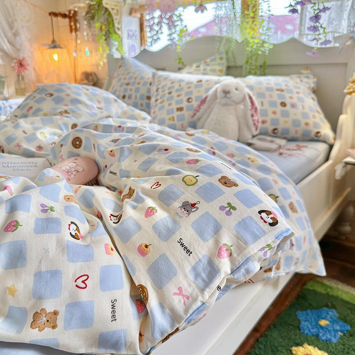 Cotton bedding set, double-layer yarn, various sizes