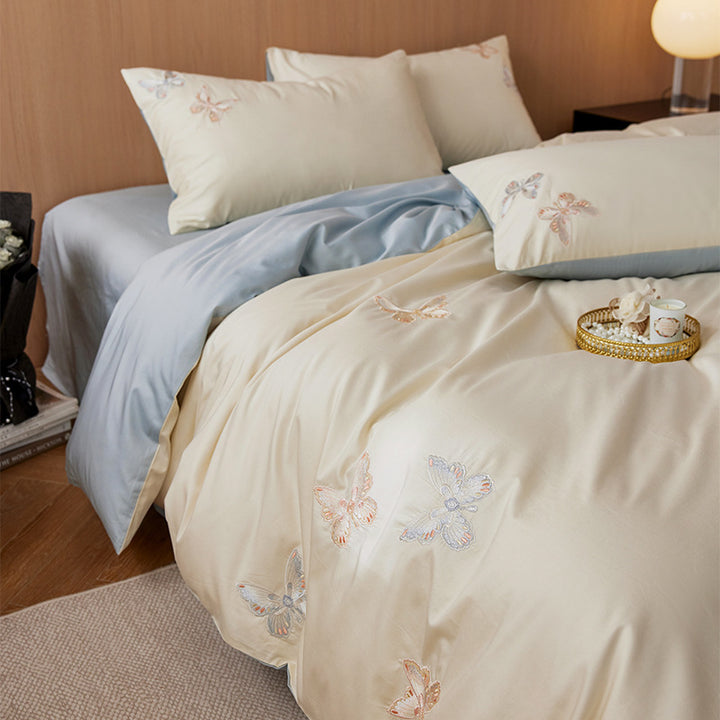 Cotton bedding set, 4-piece, long-staple cotton