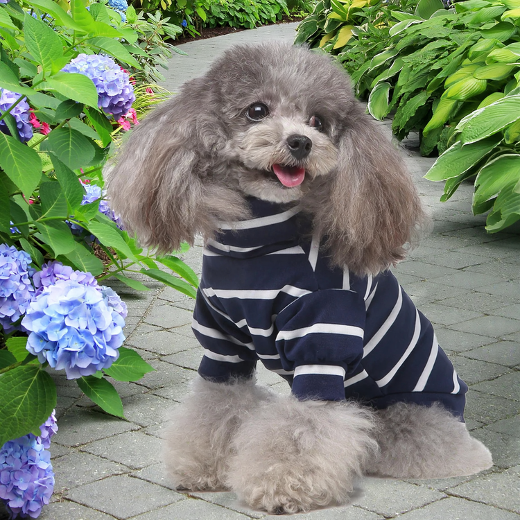 High-collar sweatshirt for dogs, stripes, polyester-cotton