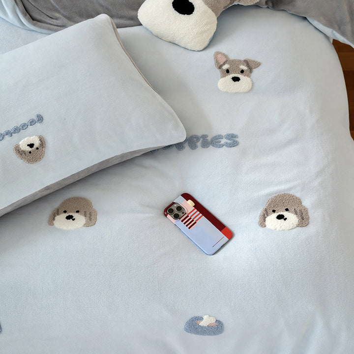 Cartoon-milk fiber bedding set, 4-piece, warming