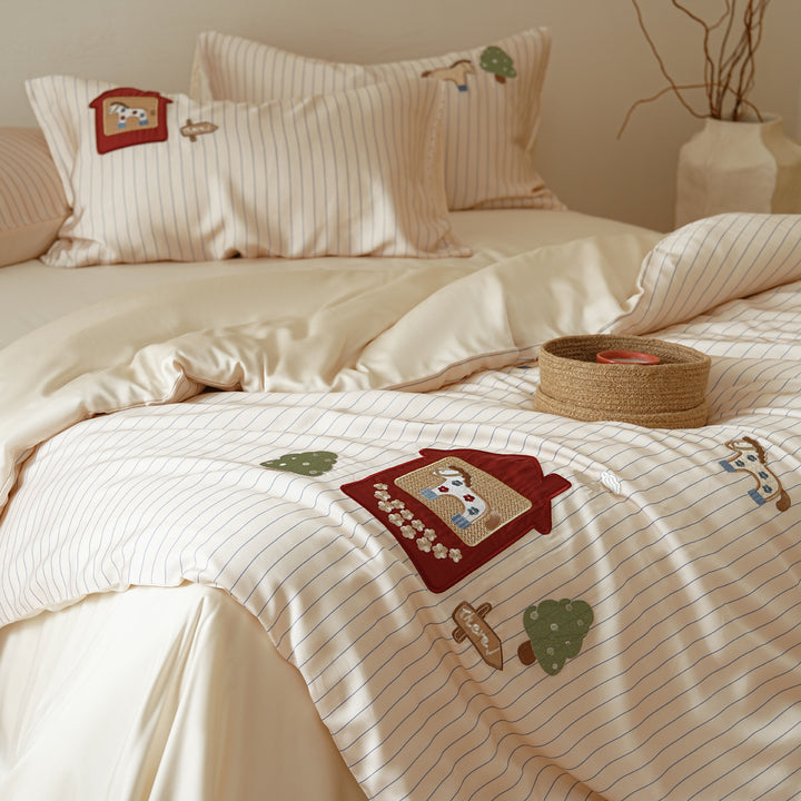 Lyocell bedding set, 60s, embroidery, summer