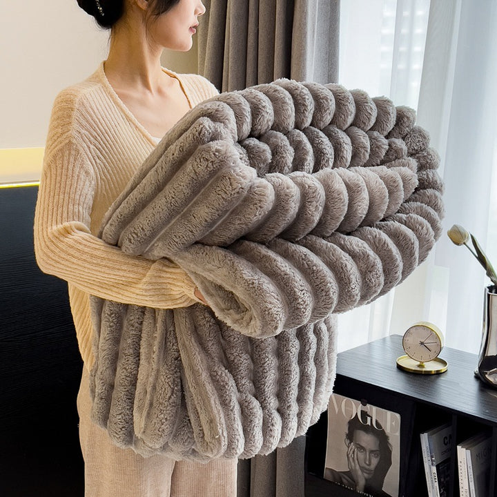 Rabbit fur wool blanket, polyester, Nordic