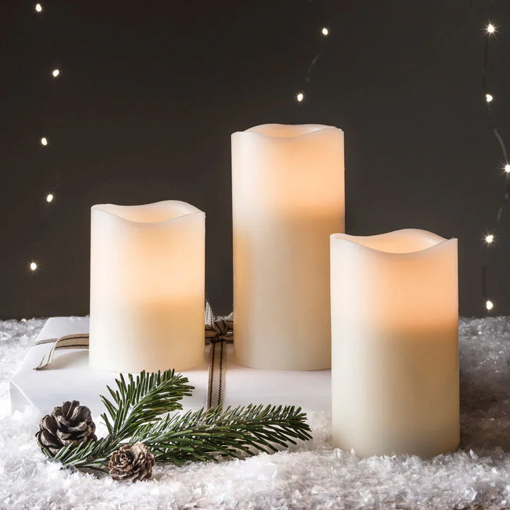 Stornfield | Set of 3 Tall Flameless Wax LED Candles