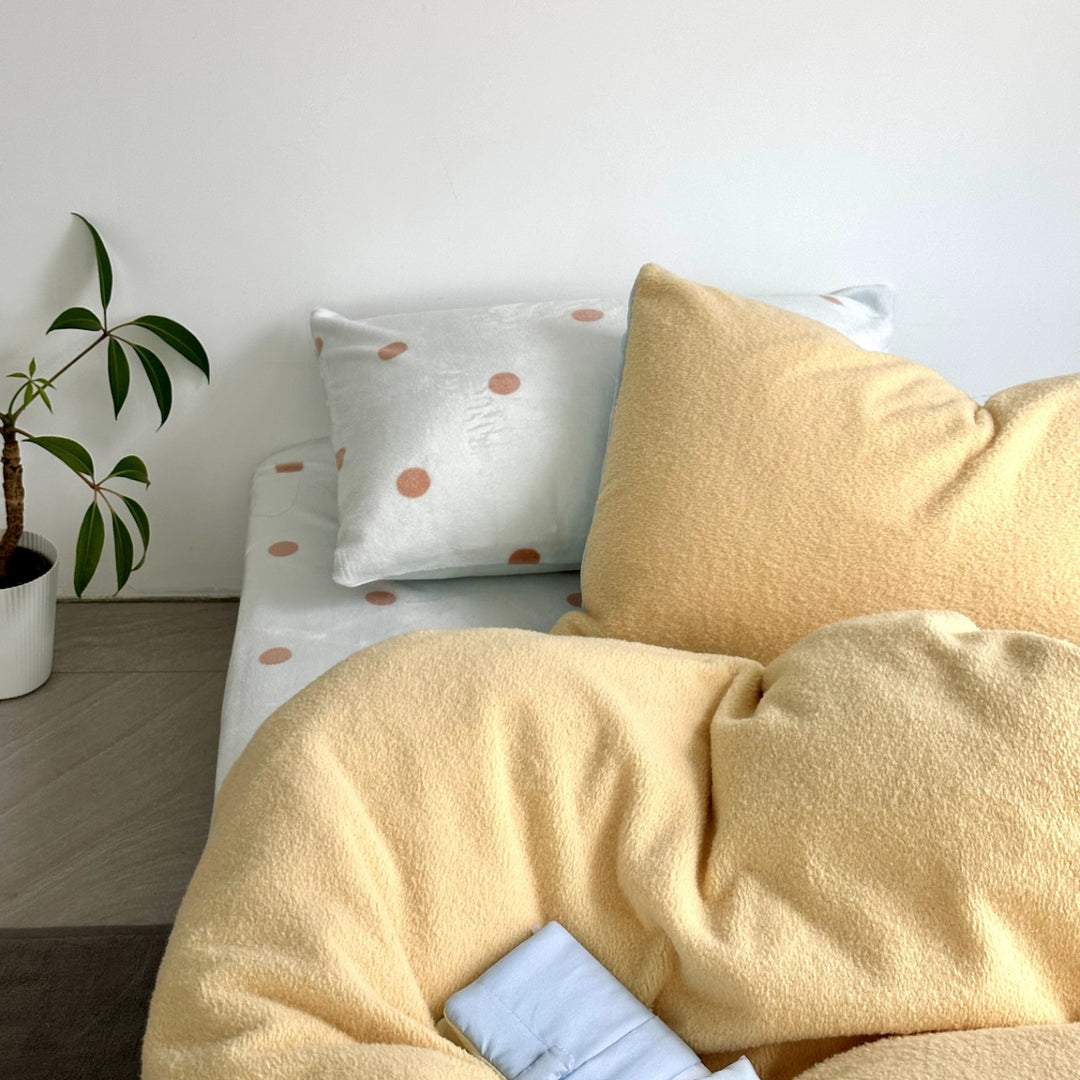 Milk fiber fleece bedding set, solid color, soft