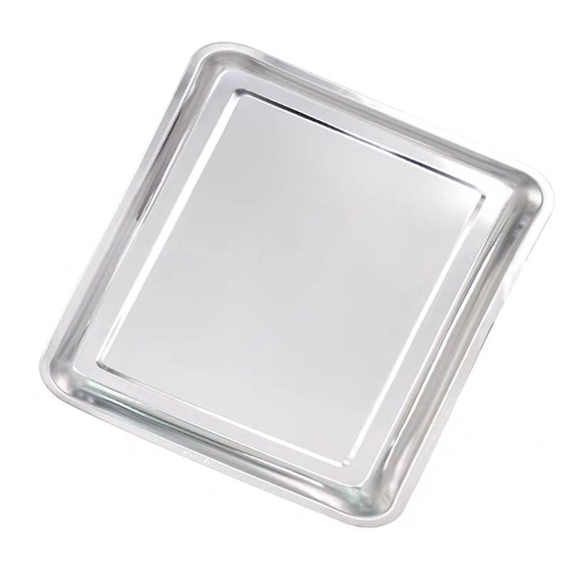 Stainless steel serving tray, square