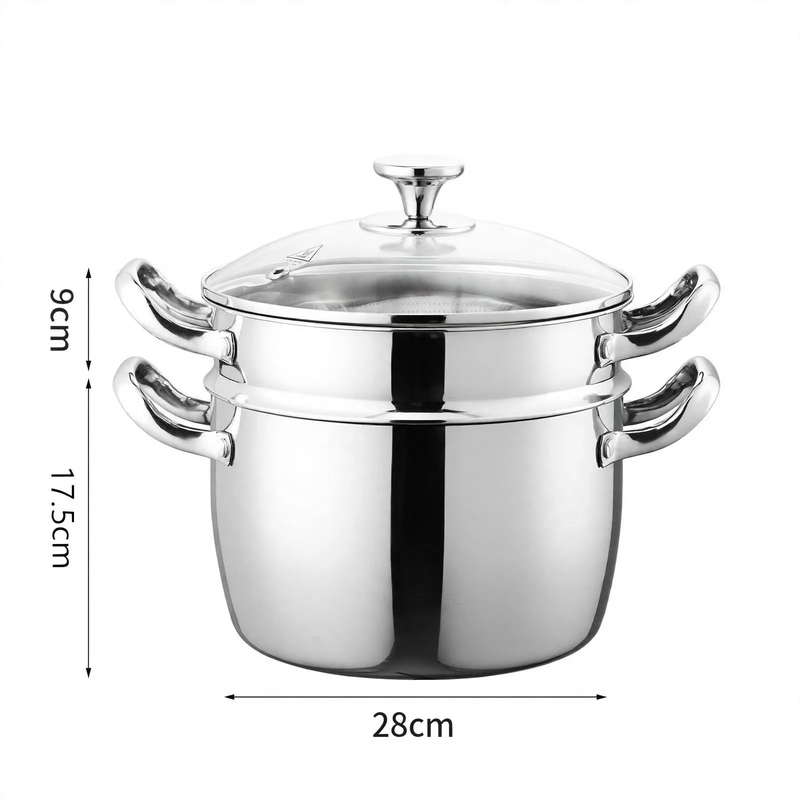 Stainless Steel Soup Pot 24 cm with Glass Lid