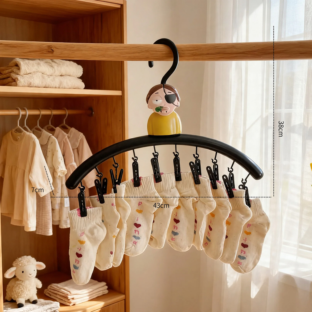 Cartoon clothes dryer with clips