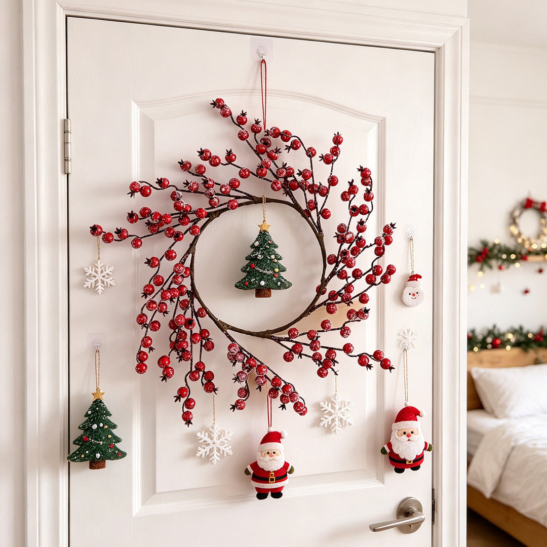 Christmas wreath with red berries