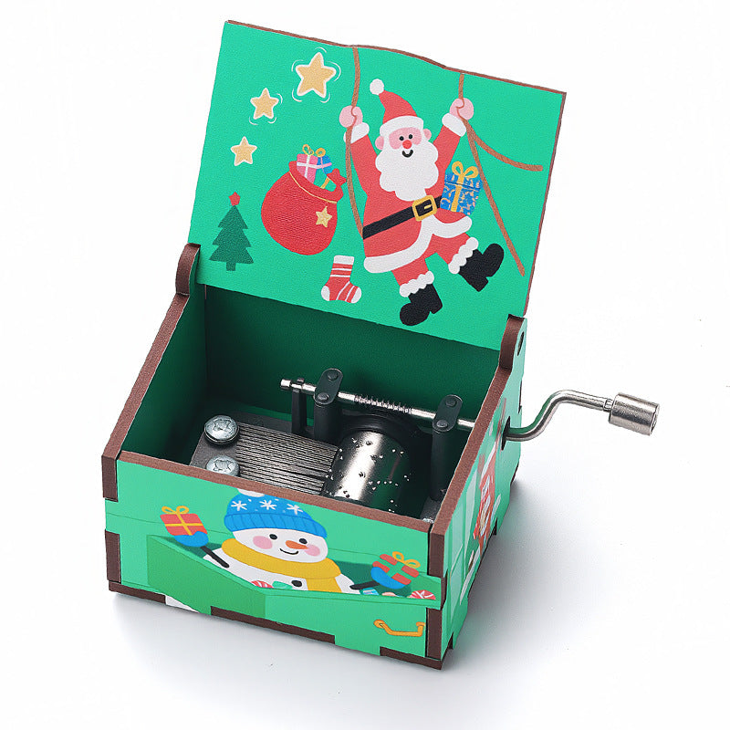 Decorative wooden music box with Christmas design