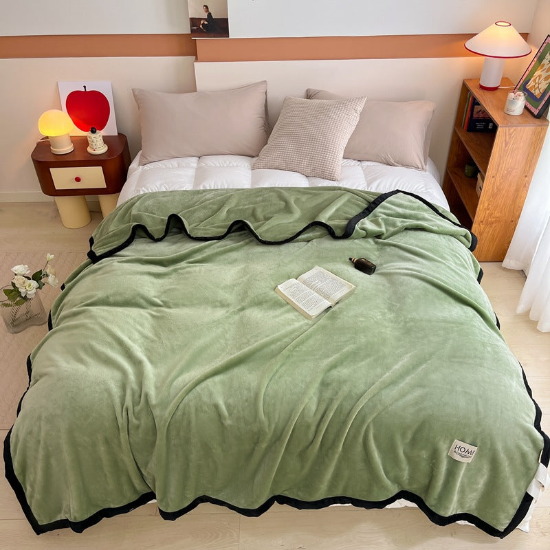 Soft milk fiber fleece throw blanket, solid color