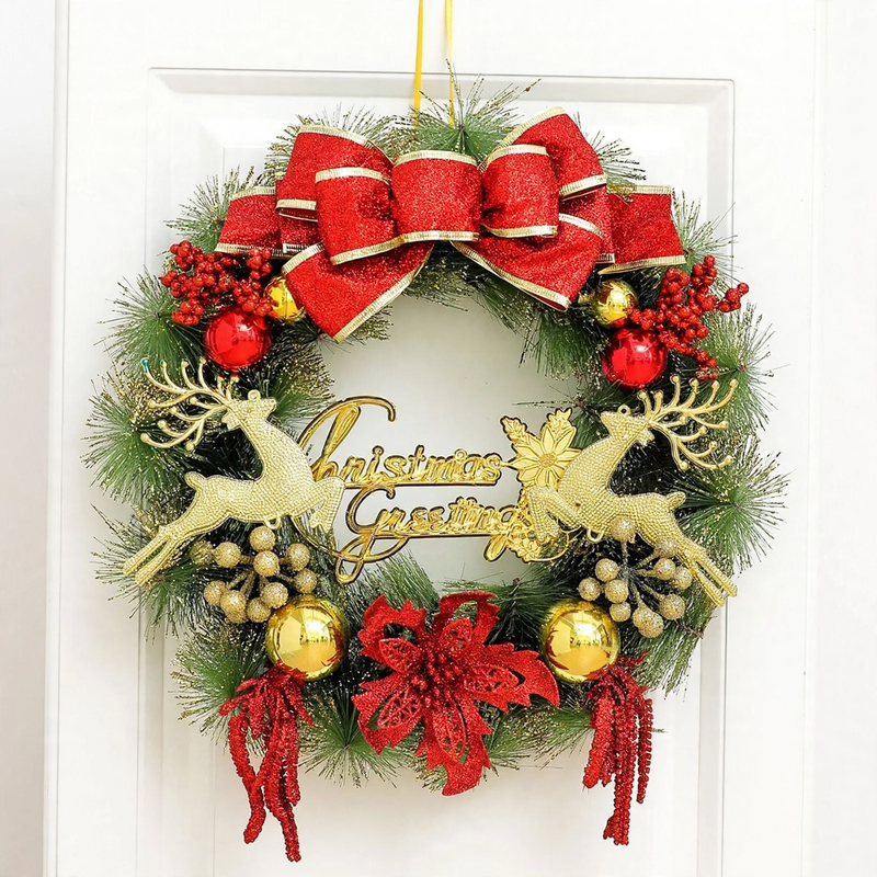 Illuminated Christmas wreath with hanging