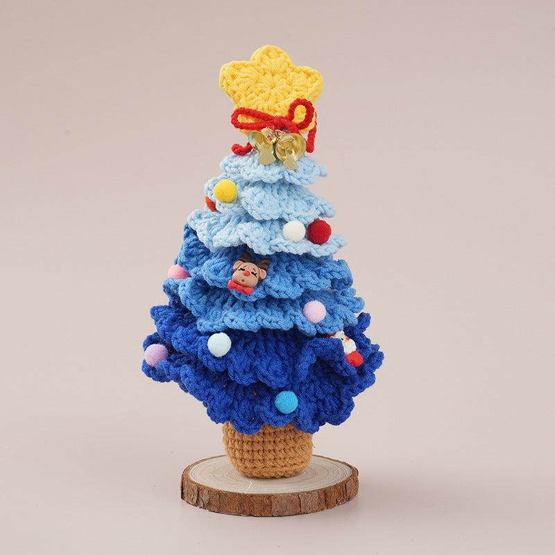 Handcrafted crocheted Christmas tree potted plant