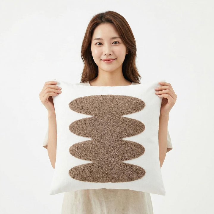 Cushion cover with wave pattern, cotton-linen, 45×45 cm
