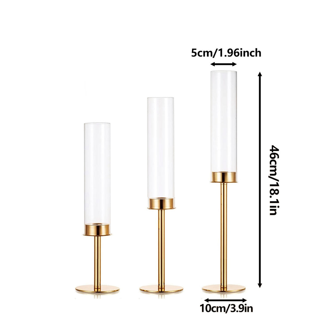 Elegant candle holder made of glass and metal