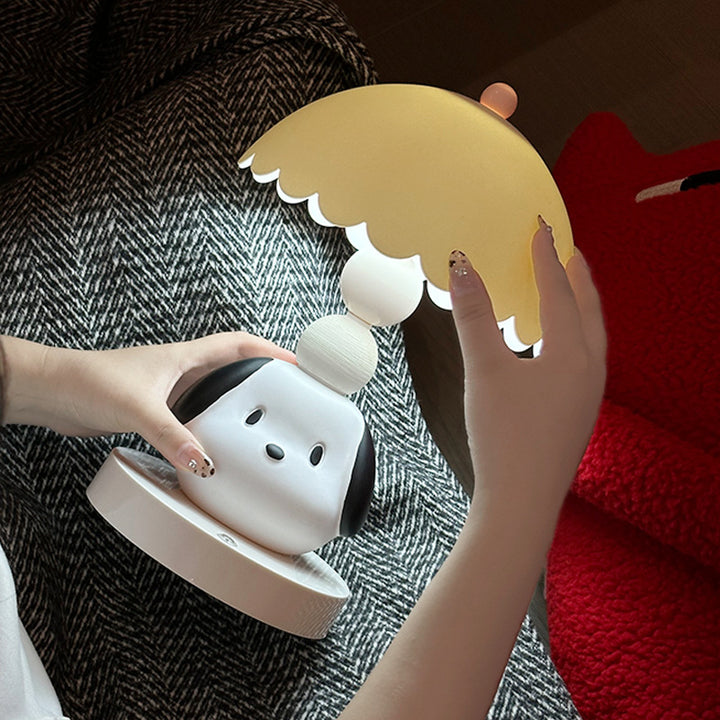 Dog table lamp in white, collapsible