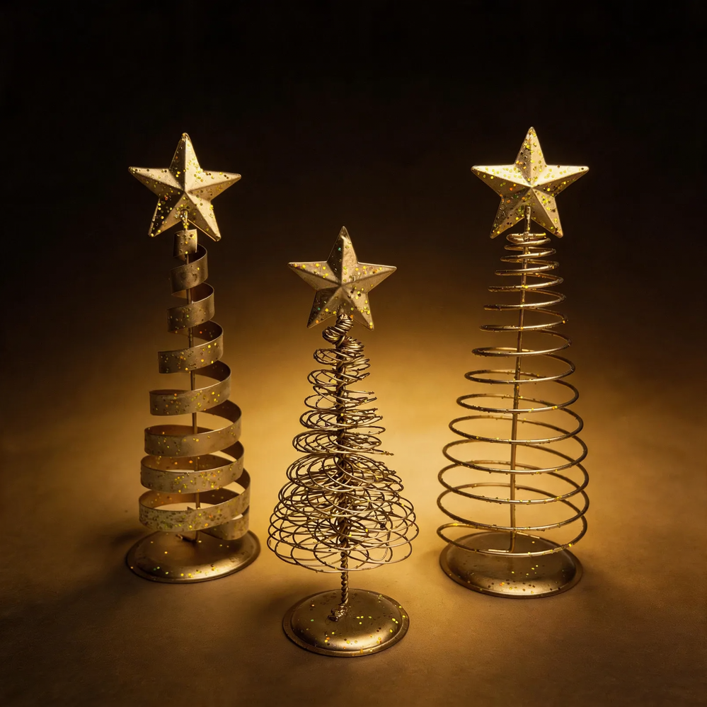 Golden Christmas Tree Set made of iron, 16-20 cm