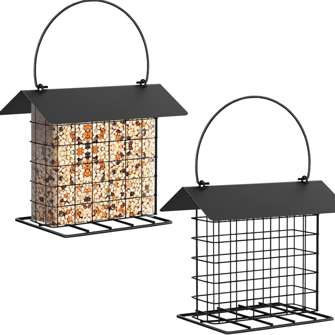 Hanging metal birdhouse for outdoor use