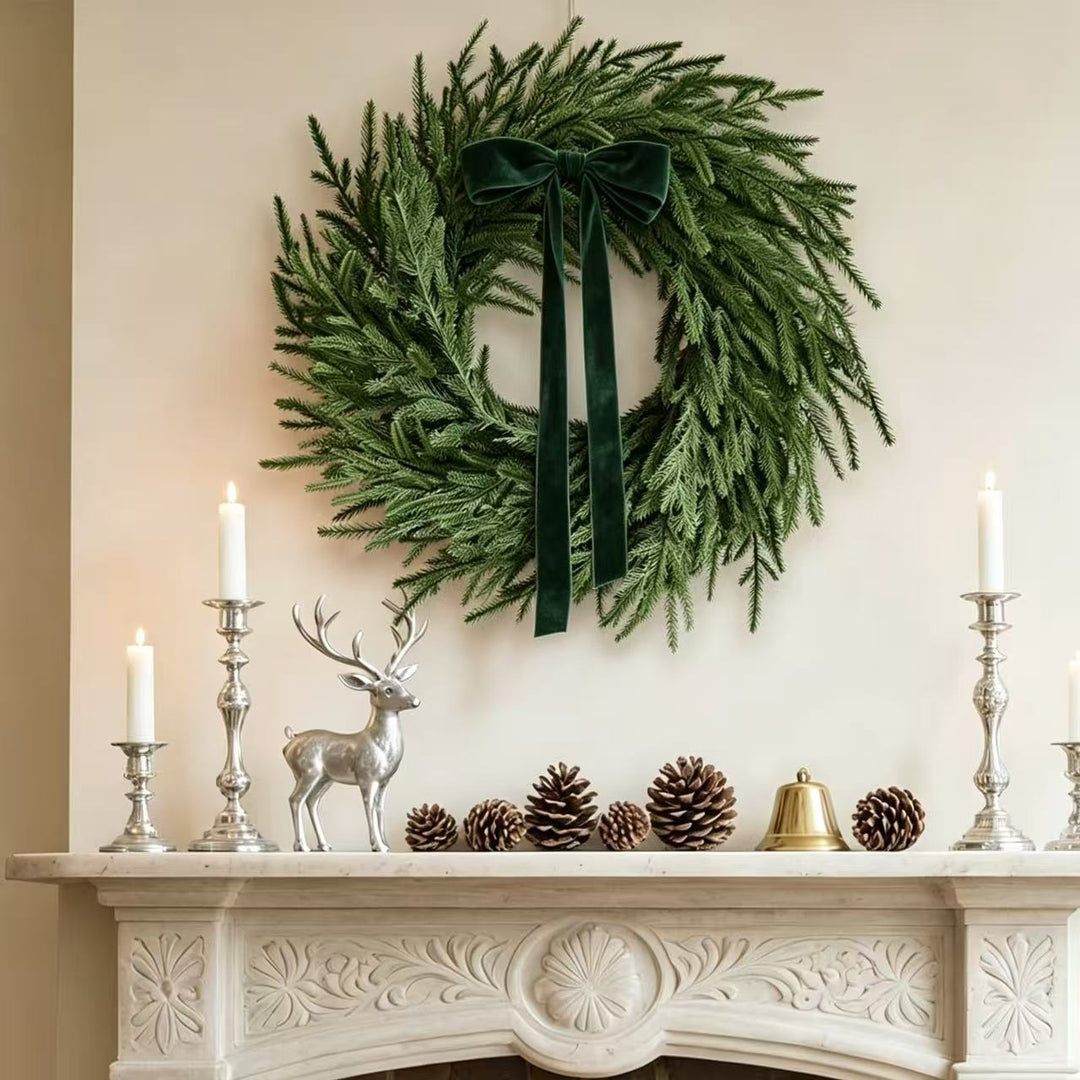Artificial Norfolk fir wreath for Christmas decoration