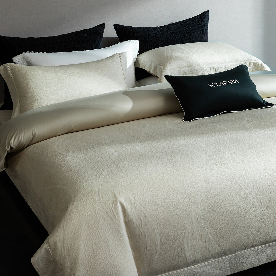 Cotton bedding set, 4-piece, jacquard weave