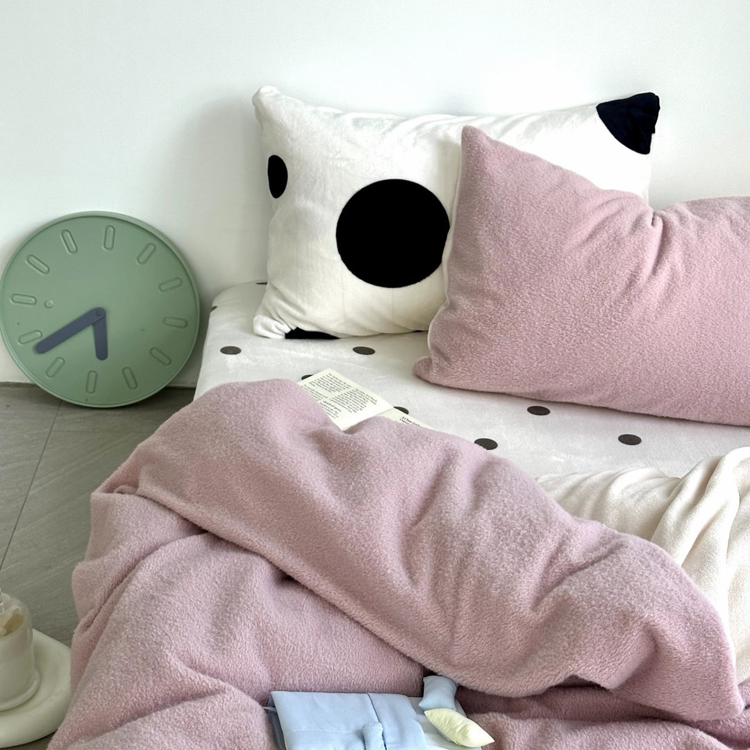Milk fiber fleece bedding set, solid color, soft