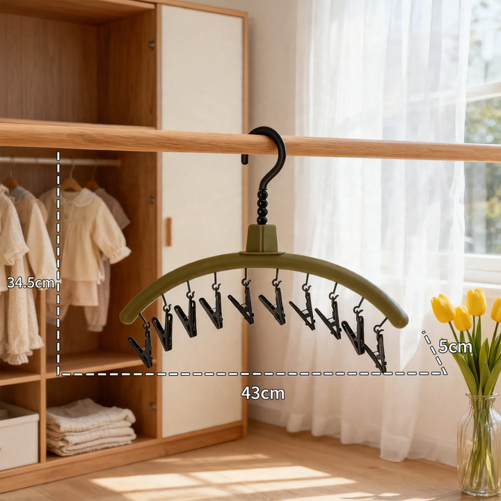 Cartoon clothes drying rack blue monster with clips