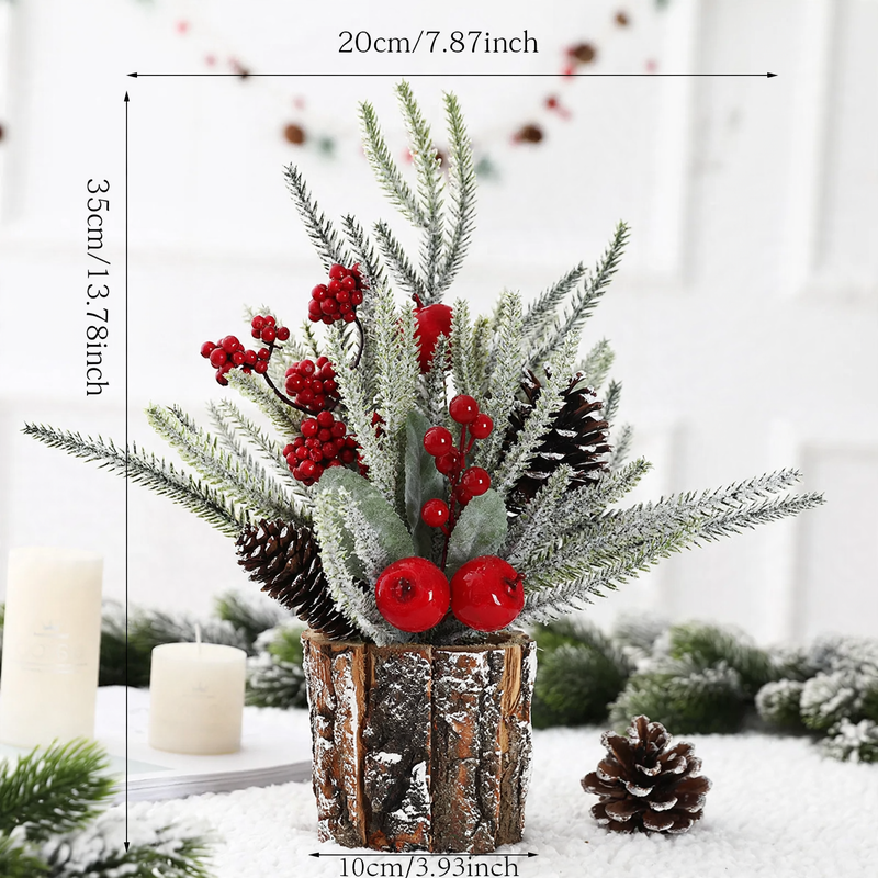 Mini Christmas tree in wooden barrel, 35 cm
