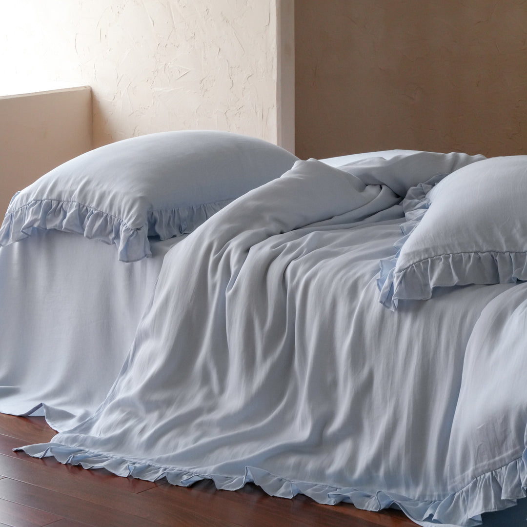 Tencel bedding set, 4-piece, with ruffles