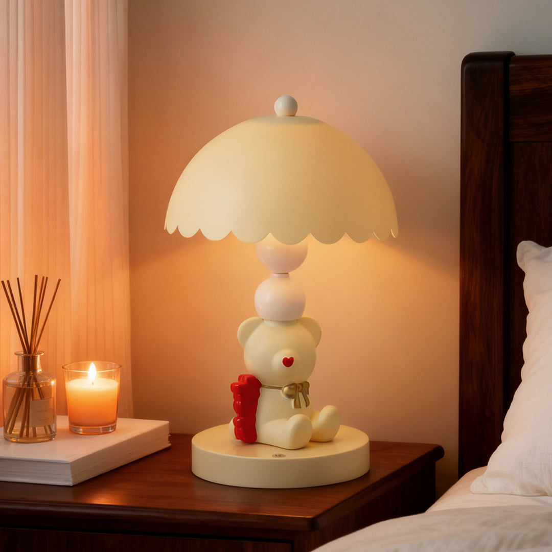 Bow Teddy Bear Table Lamp for Kids Room