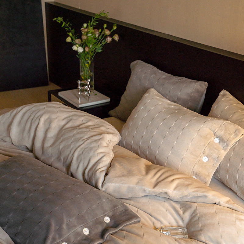 Milk fiber fleece bedding set, double-sided