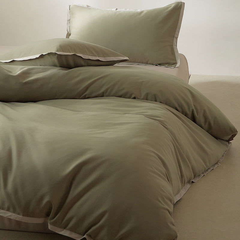 Long-staple cotton bedding with flange finish