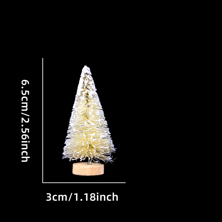Mini Christmas tree made of wood and sisal, snow-covered