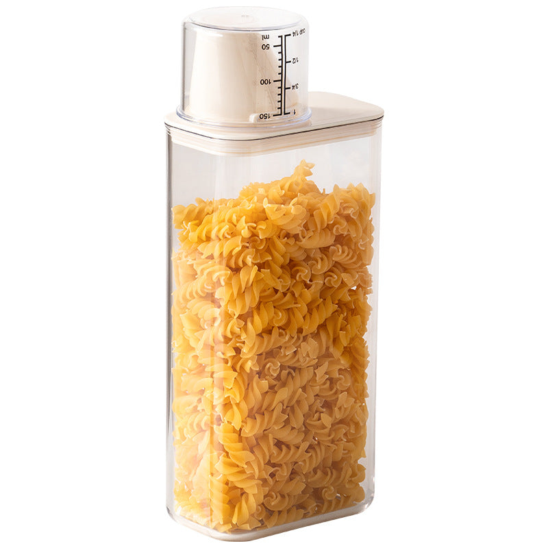 Plastic storage container with measuring scale, square