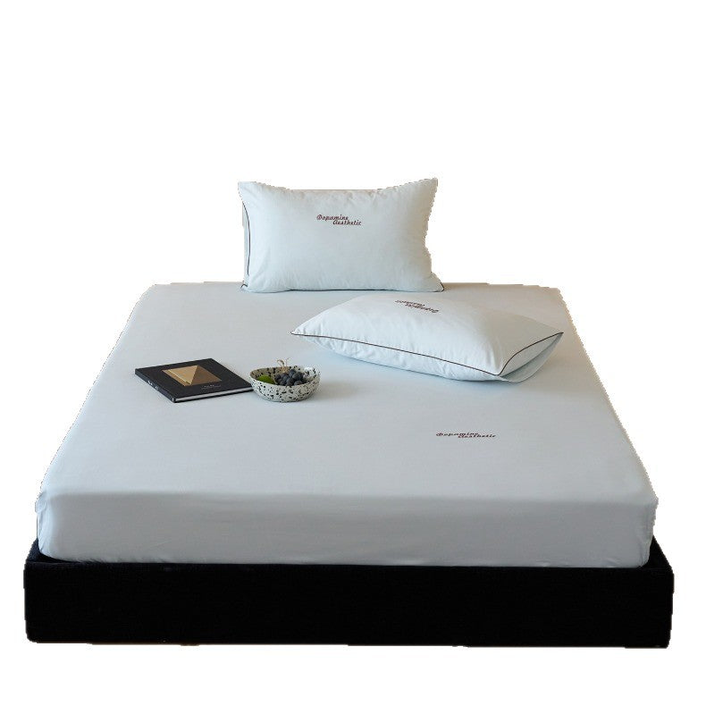 Quilted cotton fitted sheet, brushed, 100s, solid color