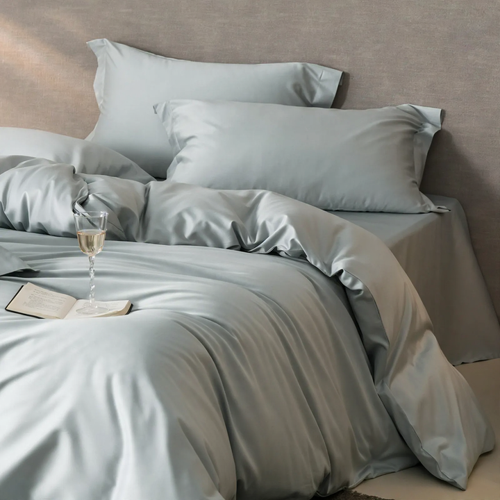 Long-staple cotton bedding, 4-piece, solid color