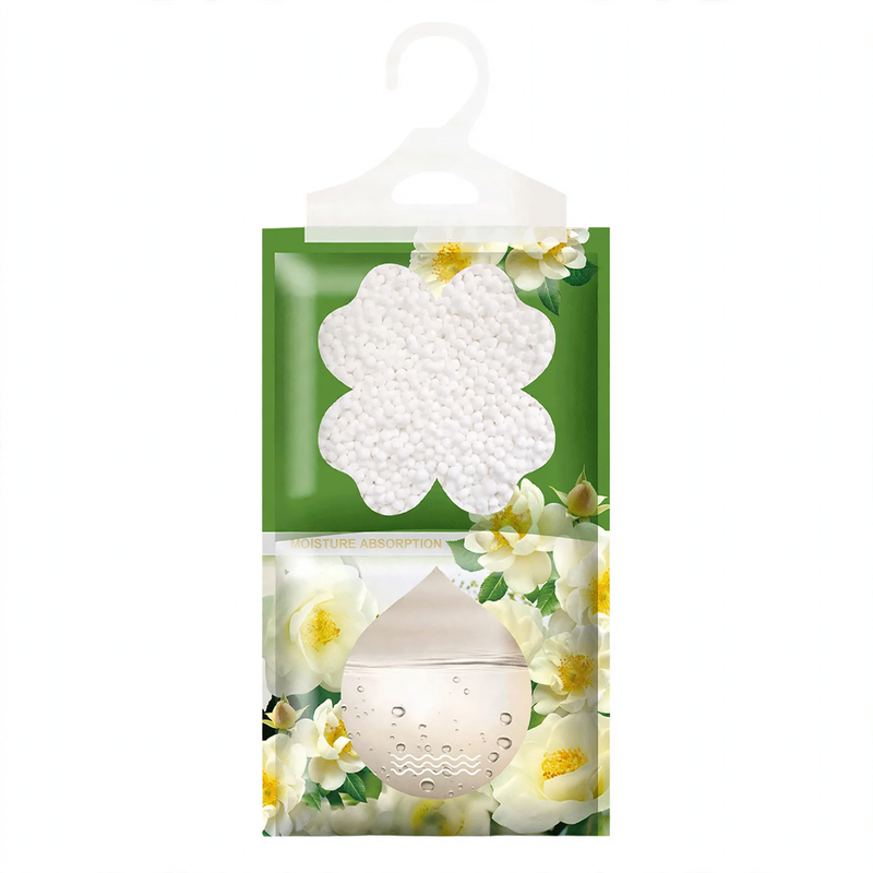 Hanging dehumidifier bag against moisture and mold