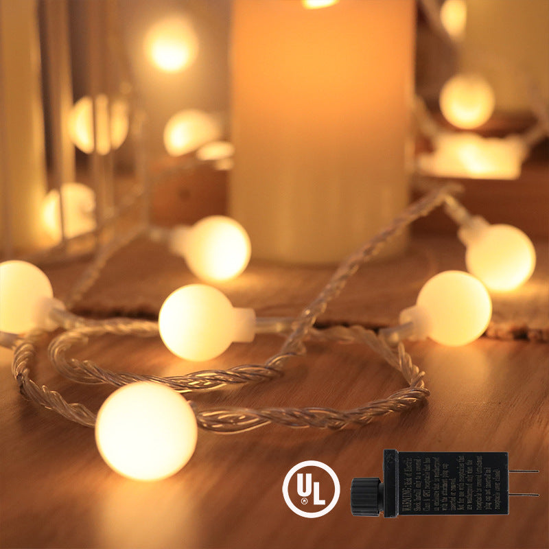 LED string lights with balls and stars, battery operated