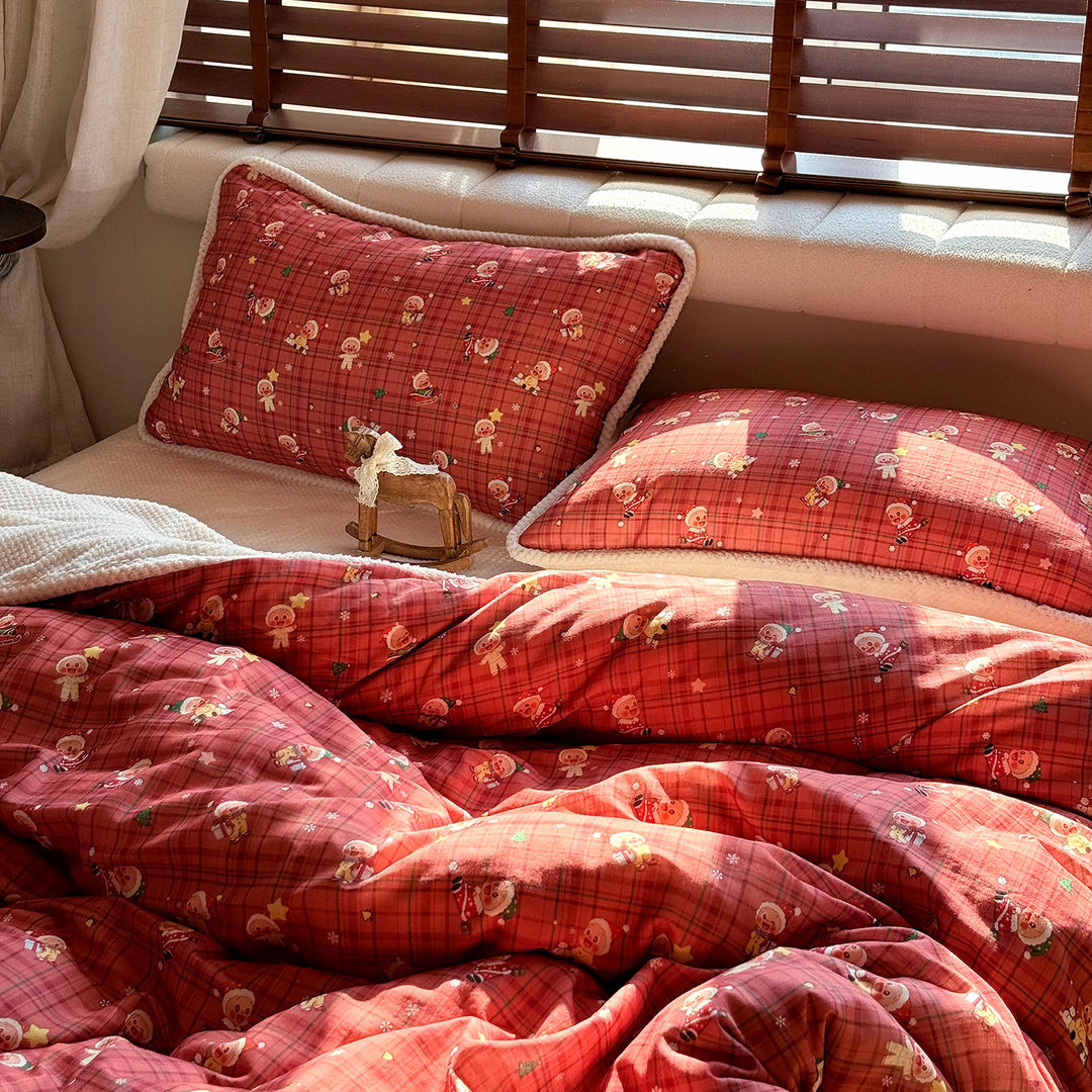 Winter bedding set, milk fiber fleece and cotton gauze