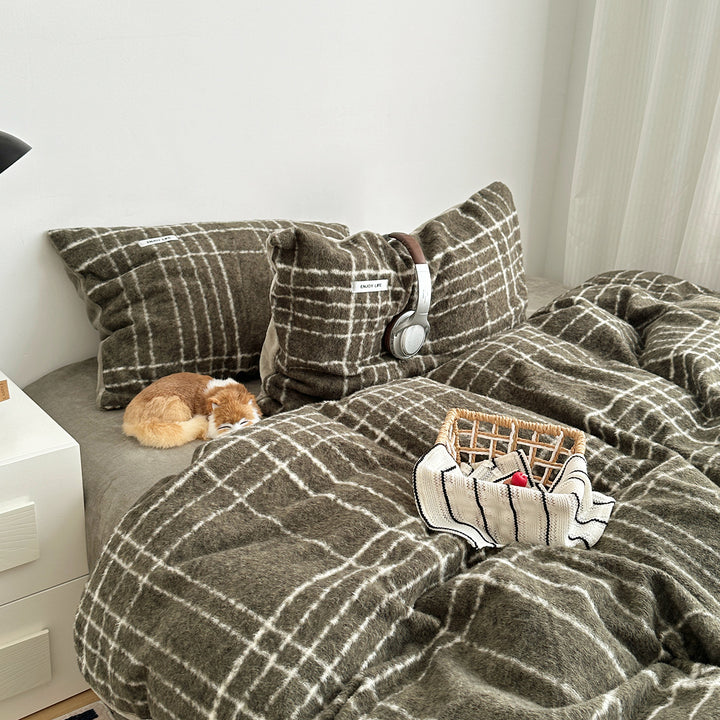 Milk fleece bedding set, reversible, warming