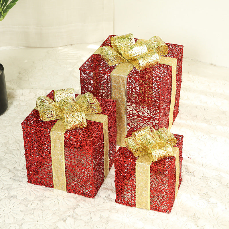 Illuminated Christmas Gift Box Set made of Iron