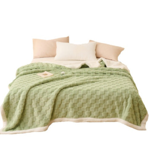 Water cube coral fleece blanket with lamb fleece