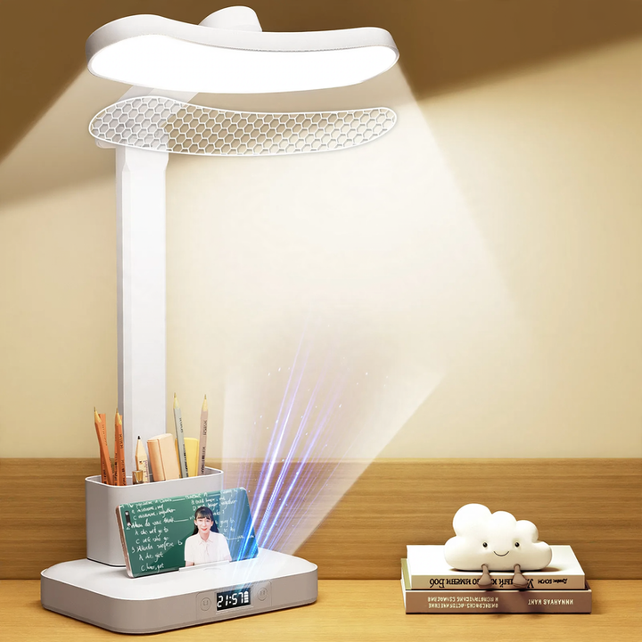 LED desk lamp with pen holder and eye protection