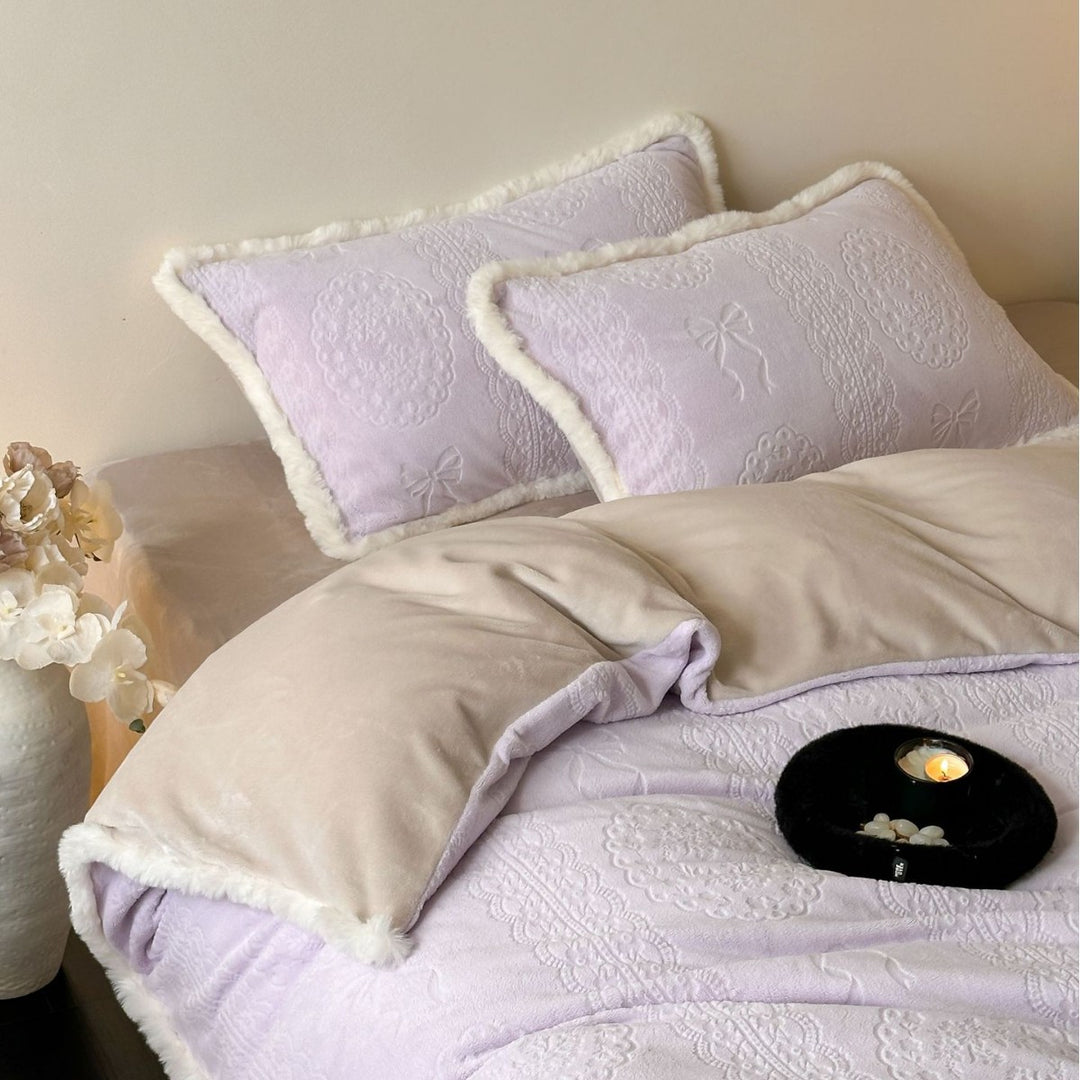 Milk fiber fleece bedding set, thickened, in Korean style