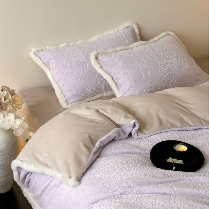 Milk fiber fleece bedding set, thickened, in Korean style