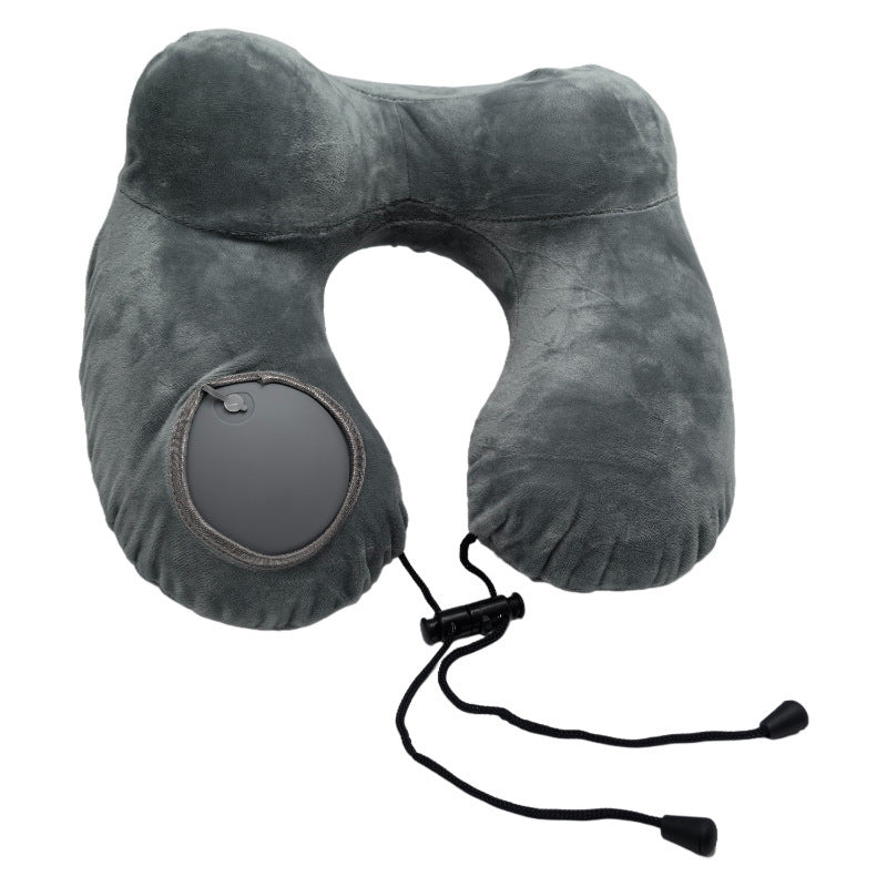 Inflatable U-shaped pillow for travel and flights