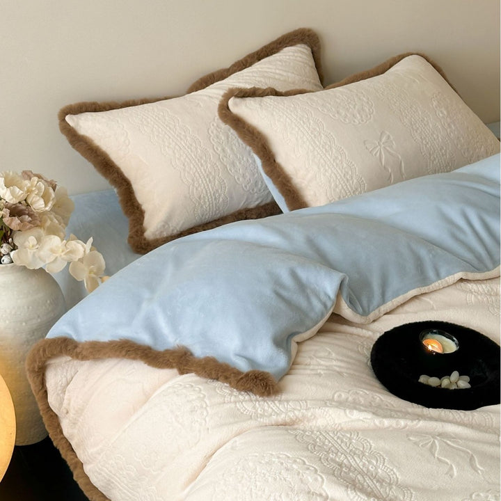 Milk fiber fleece bedding set, thickened, in Korean style
