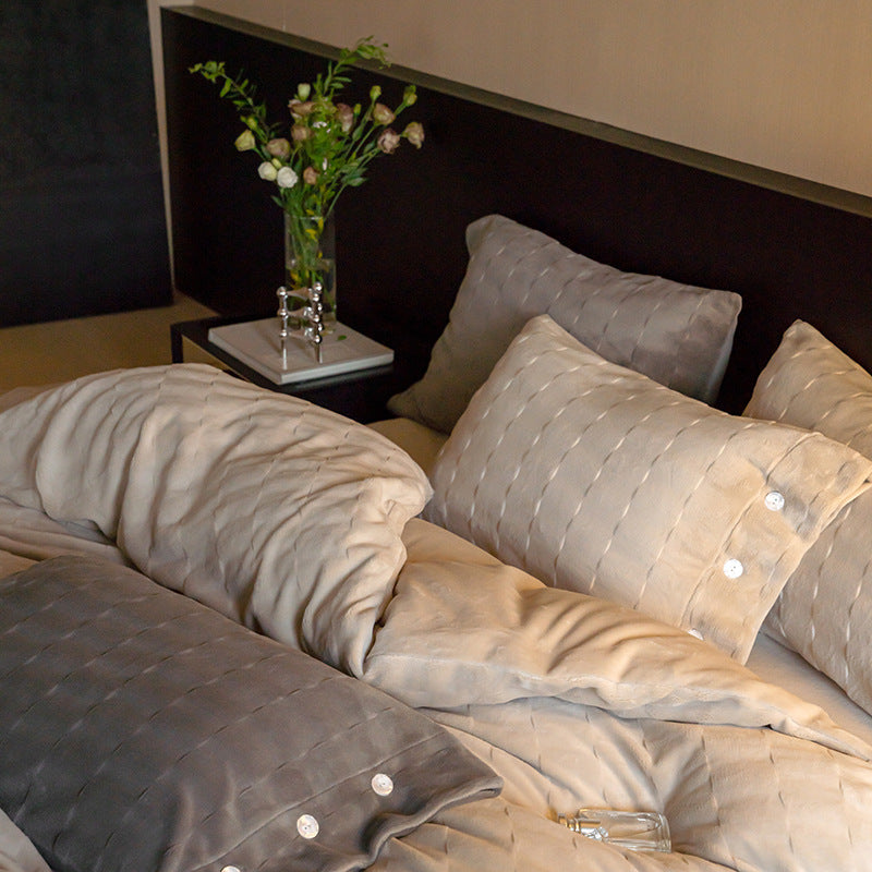 Milk fiber bedding set, 4-piece, solid color