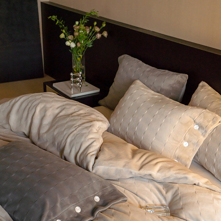 Milk fiber bedding set, 4-piece, solid color