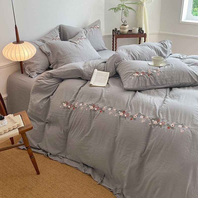 Bedding set, 4-piece, linen-cotton, autumn